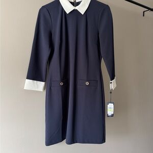 Tommy Hilfiger Navy and White Women's Dress